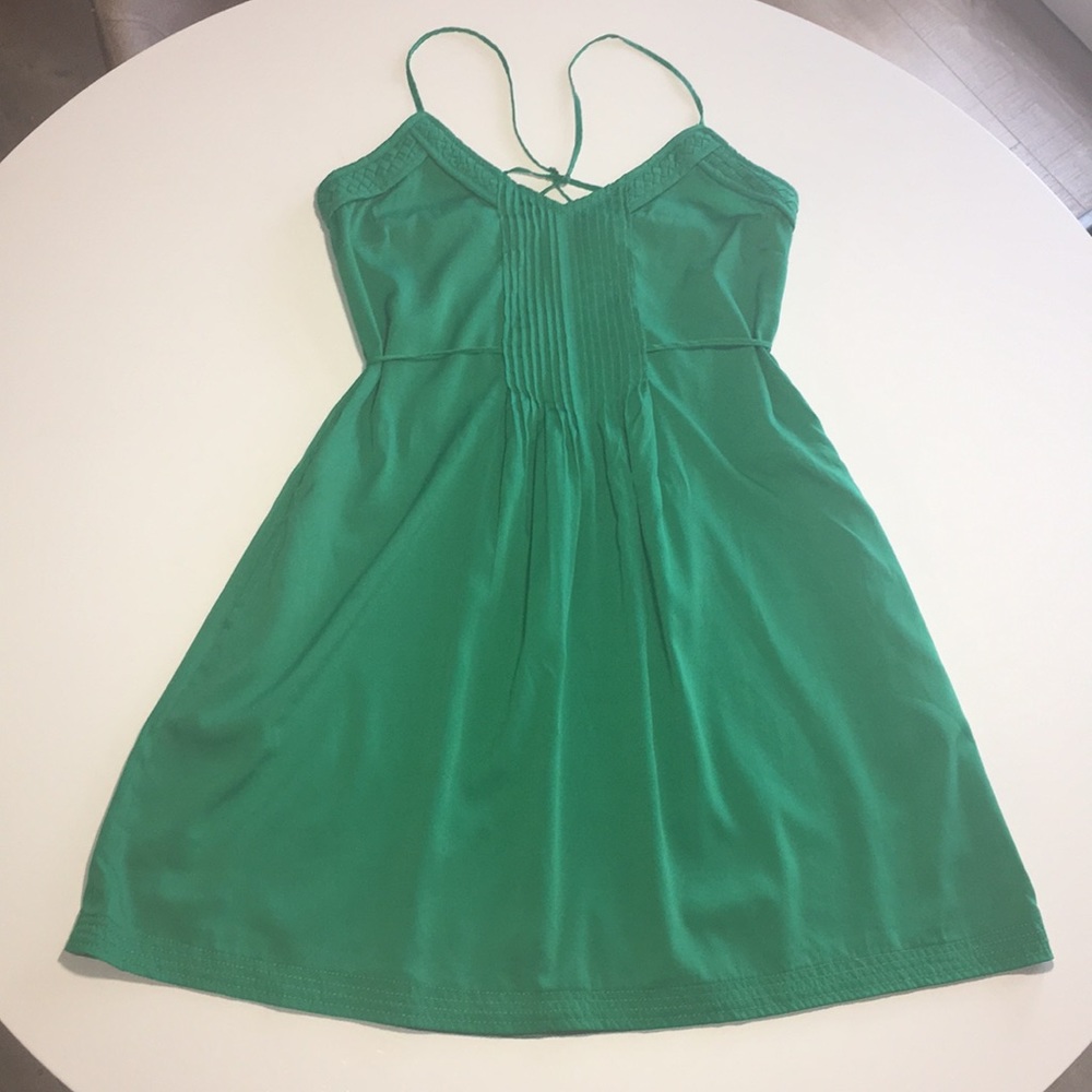 Emerald green slip dress.